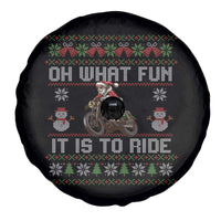 Biker Santa Claus Spare Tire Cover Oh What Fun It Is To Ride Motorcycle Christmas Ugly Sweater