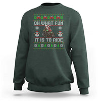 Biker Santa Claus Sweatshirt Oh What Fun It Is To Ride Motorcycle Christmas Ugly Sweater - Wonder Print Shop