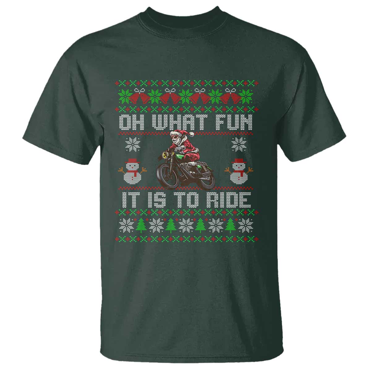 Biker Santa Claus T Shirt Oh What Fun It Is To Ride Motorcycle Christmas Ugly Sweater - Wonder Print Shop
