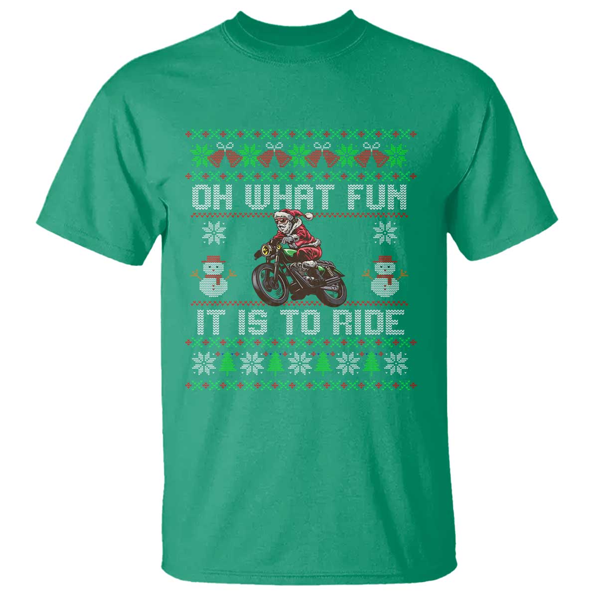 Biker Santa Claus T Shirt Oh What Fun It Is To Ride Motorcycle Christmas Ugly Sweater - Wonder Print Shop