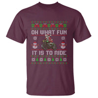 Biker Santa Claus T Shirt Oh What Fun It Is To Ride Motorcycle Christmas Ugly Sweater - Wonder Print Shop