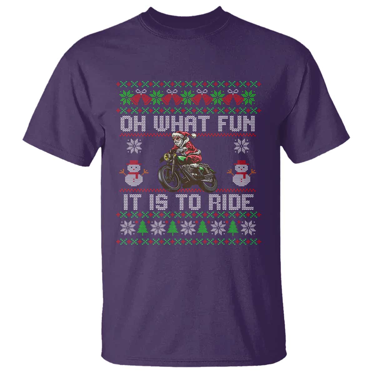 Biker Santa Claus T Shirt Oh What Fun It Is To Ride Motorcycle Christmas Ugly Sweater - Wonder Print Shop