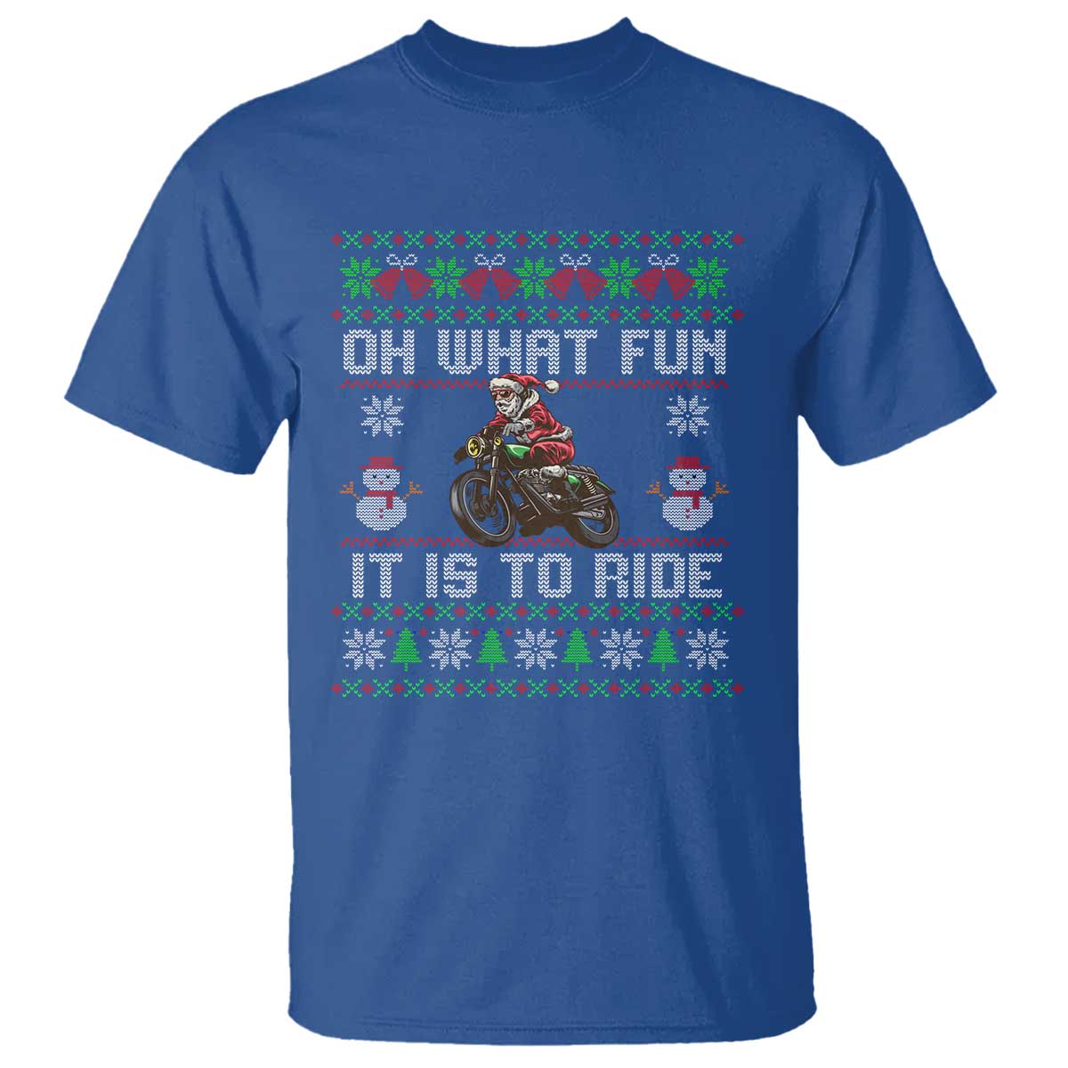 Biker Santa Claus T Shirt Oh What Fun It Is To Ride Motorcycle Christmas Ugly Sweater - Wonder Print Shop