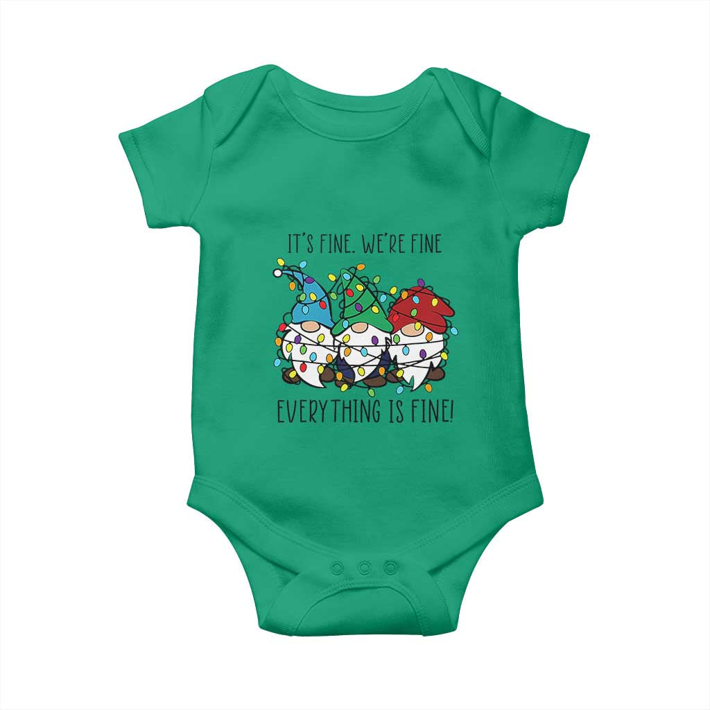 Christmas Gnomies Baby Onesie It's Fine I'm Fine Everything Is Fine