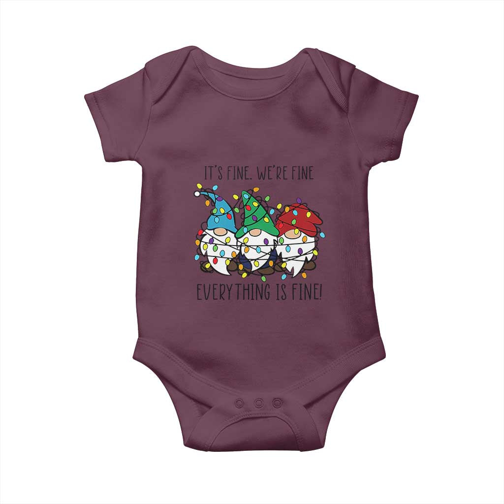 Christmas Gnomies Baby Onesie It's Fine I'm Fine Everything Is Fine