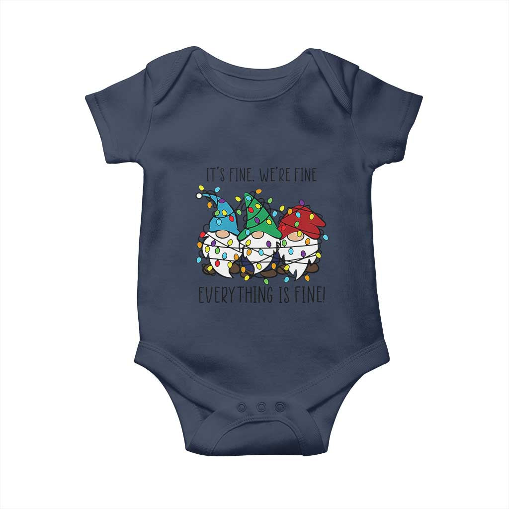 Christmas Gnomies Baby Onesie It's Fine I'm Fine Everything Is Fine
