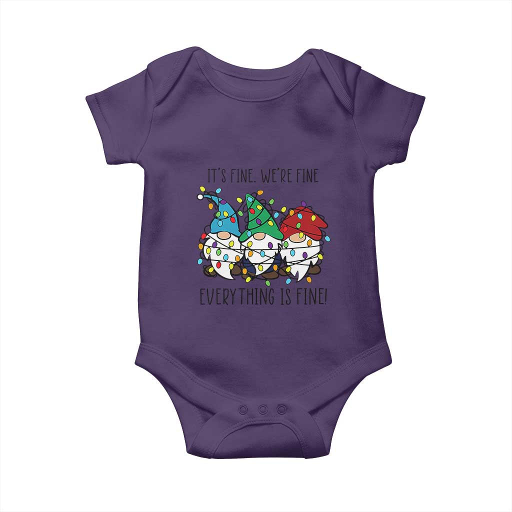 Christmas Gnomies Baby Onesie It's Fine I'm Fine Everything Is Fine