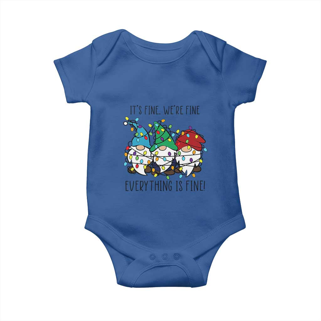 Christmas Gnomies Baby Onesie It's Fine I'm Fine Everything Is Fine