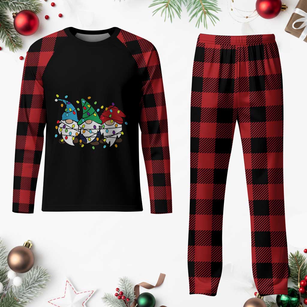Christmas Gnomies Plaid Pajama Set It's Fine I'm Fine Everything Is Fine - Wonder Print Shop