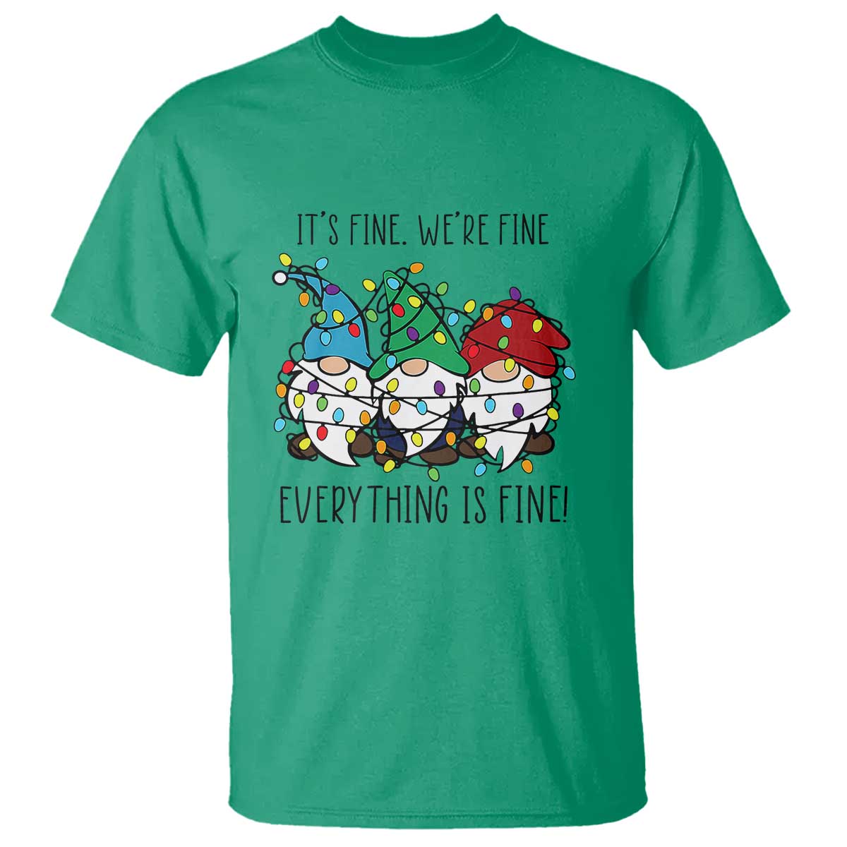 Christmas Gnomies T Shirt It's Fine I'm Fine Everything Is Fine - Wonder Print Shop