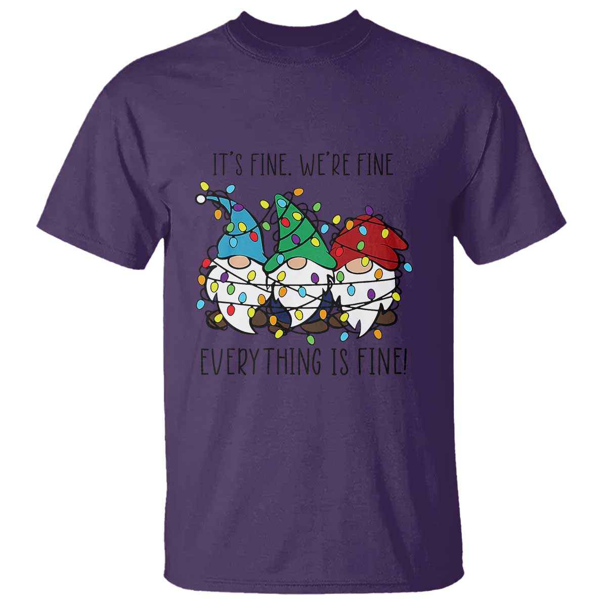 Christmas Gnomies T Shirt It's Fine I'm Fine Everything Is Fine - Wonder Print Shop