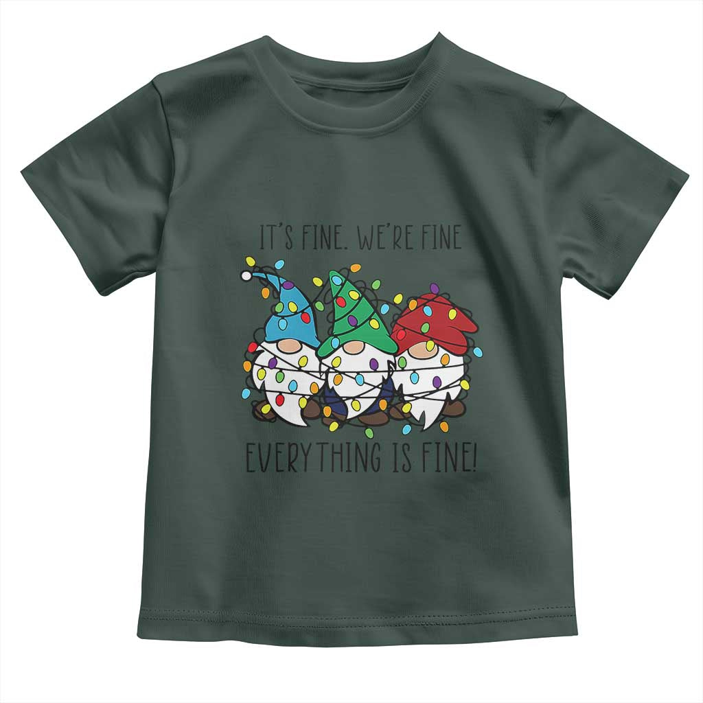 Christmas Gnomies Toddler T Shirt It's Fine I'm Fine Everything Is Fine