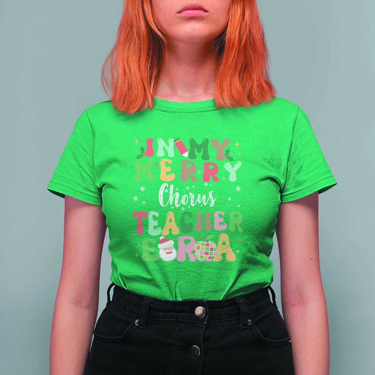 Christmas Choral Music Teacher T Shirt For Women In My Merry Chorus Teacher Era Xmas Carol Master - Wonder Print Shop