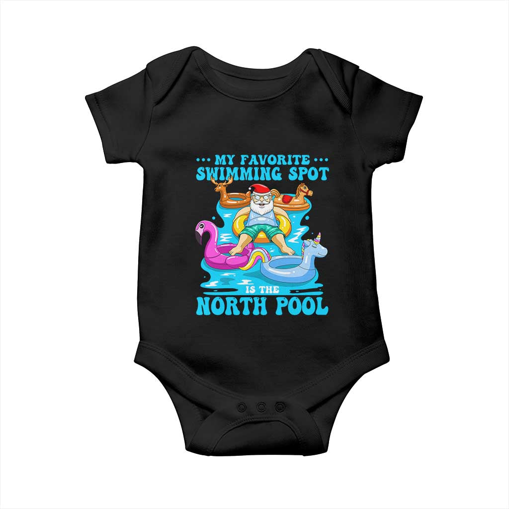 Christmas In July Relaxing Santa Baby Onesie My Favorite Swimming Spot Is The North Pole