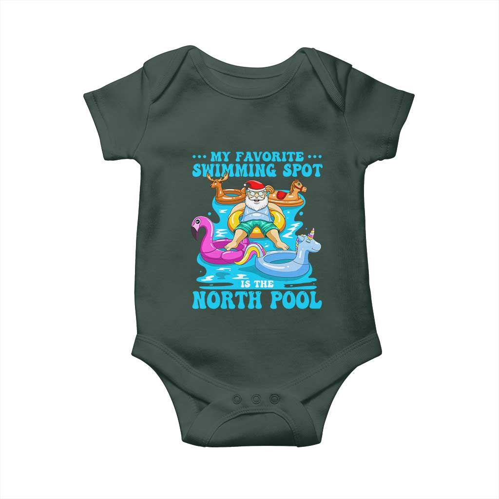 Christmas In July Relaxing Santa Baby Onesie My Favorite Swimming Spot Is The North Pole