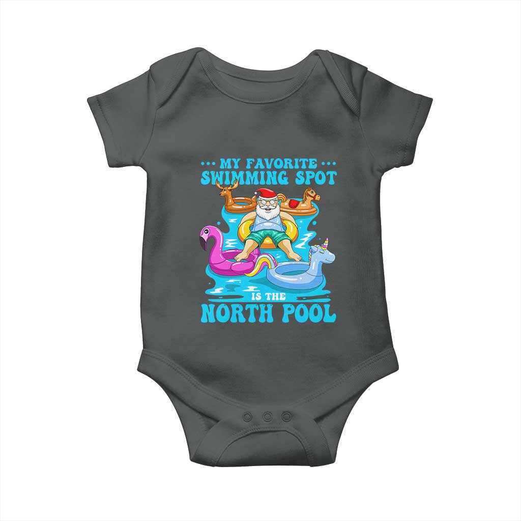 Christmas In July Relaxing Santa Baby Onesie My Favorite Swimming Spot Is The North Pole