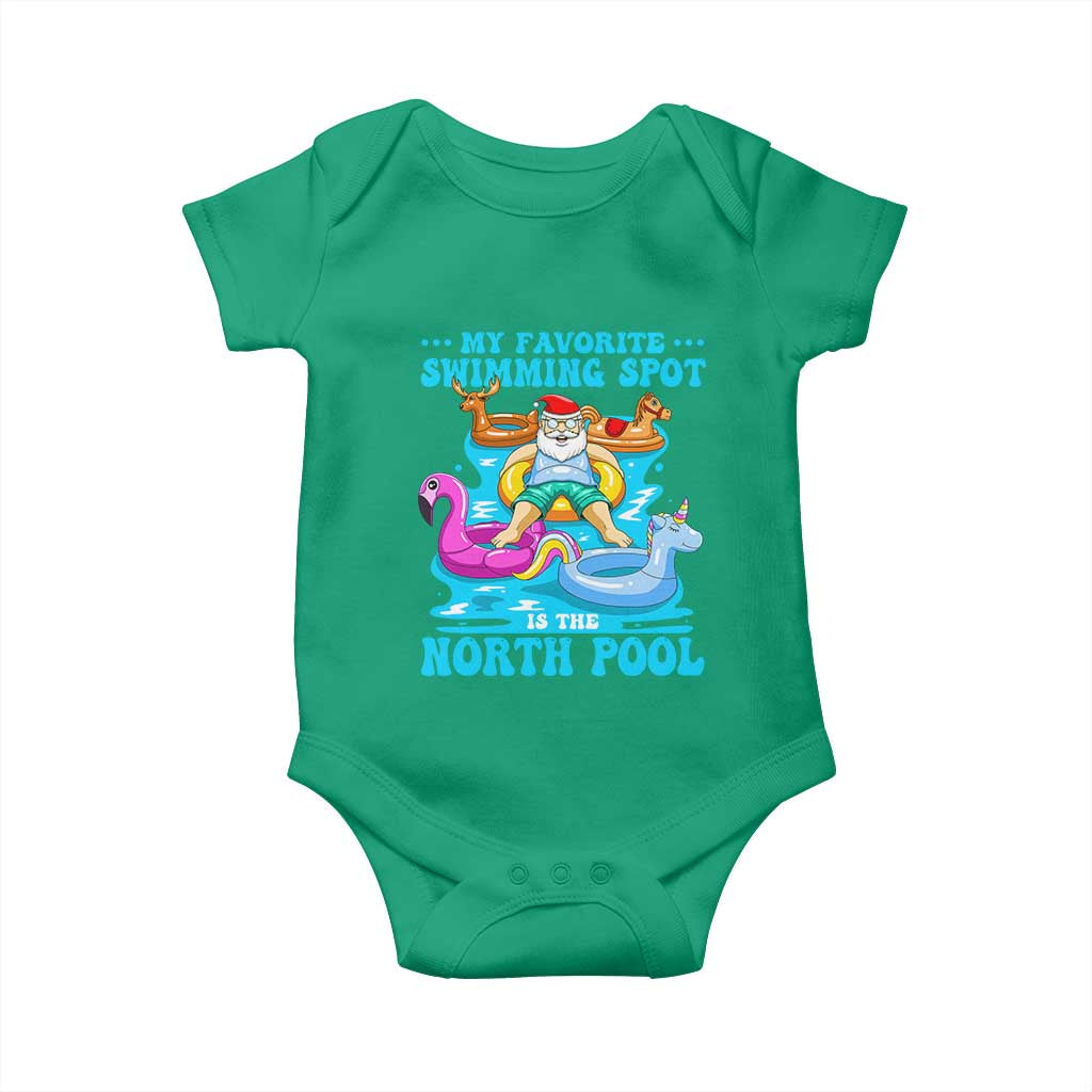 Christmas In July Relaxing Santa Baby Onesie My Favorite Swimming Spot Is The North Pole