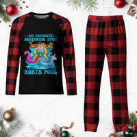 Christmas In July Relaxing Santa Plaid Pajama Set My Favorite Swimming Spot Is The North Pole - Wonder Print Shop