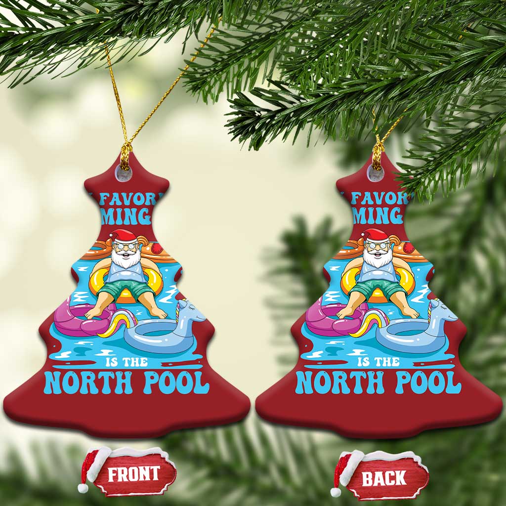 Xmas In July Relaxing Santa Christmas Ornament My Favorite Swimming Spot Is The North Pole - Wonder Print Shop