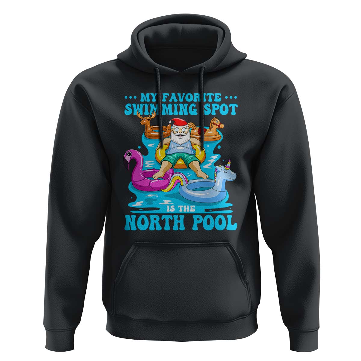 Christmas In July Relaxing Santa Hoodie My Favorite Swimming Spot Is The North Pole