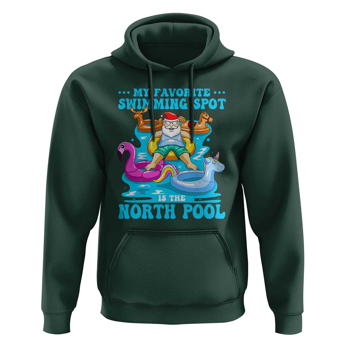 Christmas In July Relaxing Santa Hoodie My Favorite Swimming Spot Is The North Pole