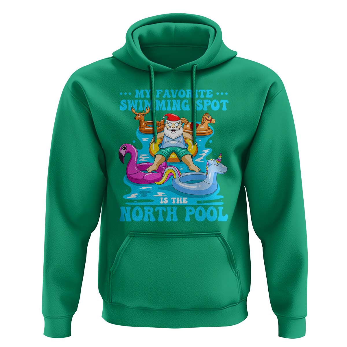 Christmas In July Relaxing Santa Hoodie My Favorite Swimming Spot Is The North Pole