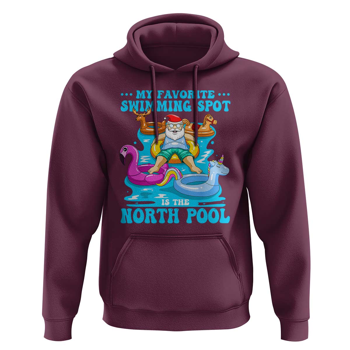 Christmas In July Relaxing Santa Hoodie My Favorite Swimming Spot Is The North Pole