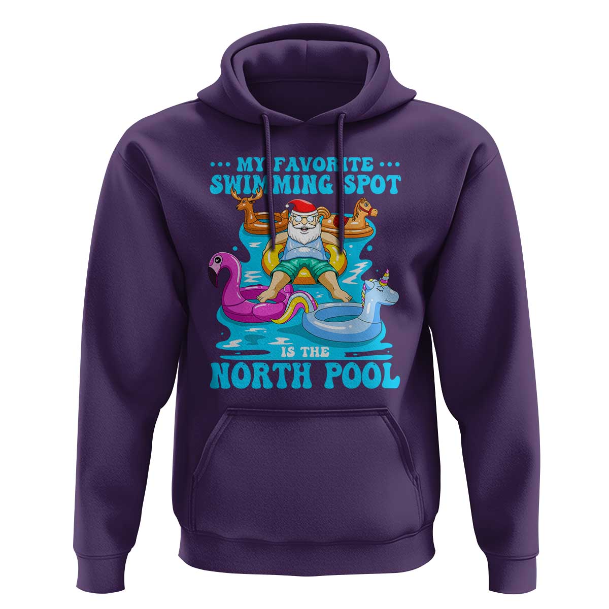 Christmas In July Relaxing Santa Hoodie My Favorite Swimming Spot Is The North Pole