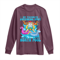 Christmas In July Relaxing Santa Long Sleeve Shirt My Favorite Swimming Spot Is The North Pole