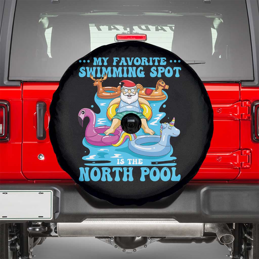 Christmas In July Relaxing Santa Spare Tire Cover My Favorite Swimming Spot Is The North Pole