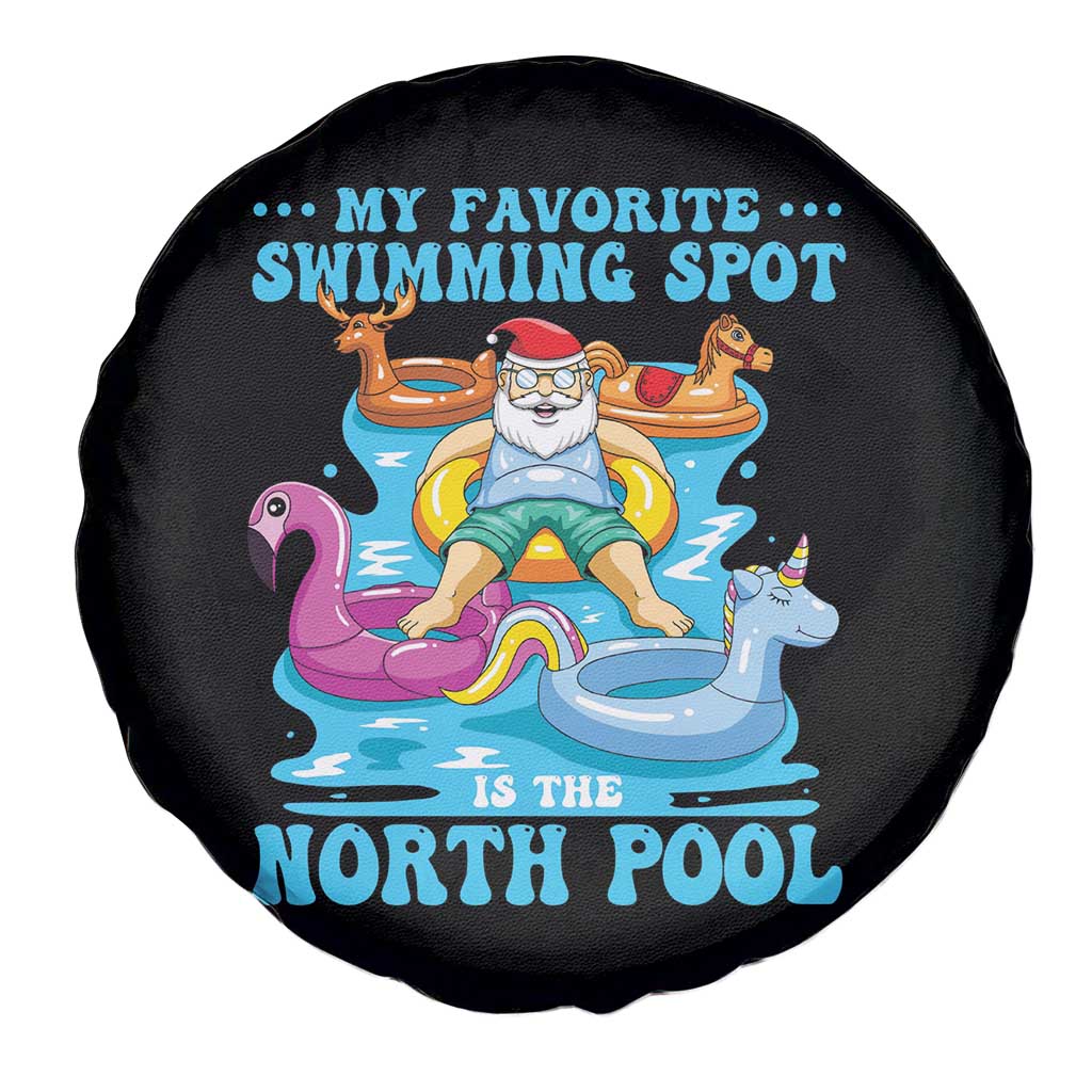 Christmas In July Relaxing Santa Spare Tire Cover My Favorite Swimming Spot Is The North Pole