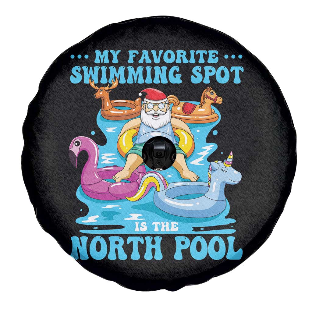 Christmas In July Relaxing Santa Spare Tire Cover My Favorite Swimming Spot Is The North Pole