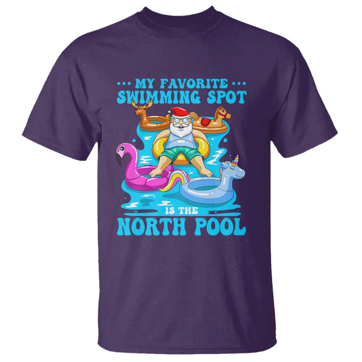 Christmas In July Relaxing Santa T Shirt My Favorite Swimming Spot Is The North Pole - Wonder Print Shop