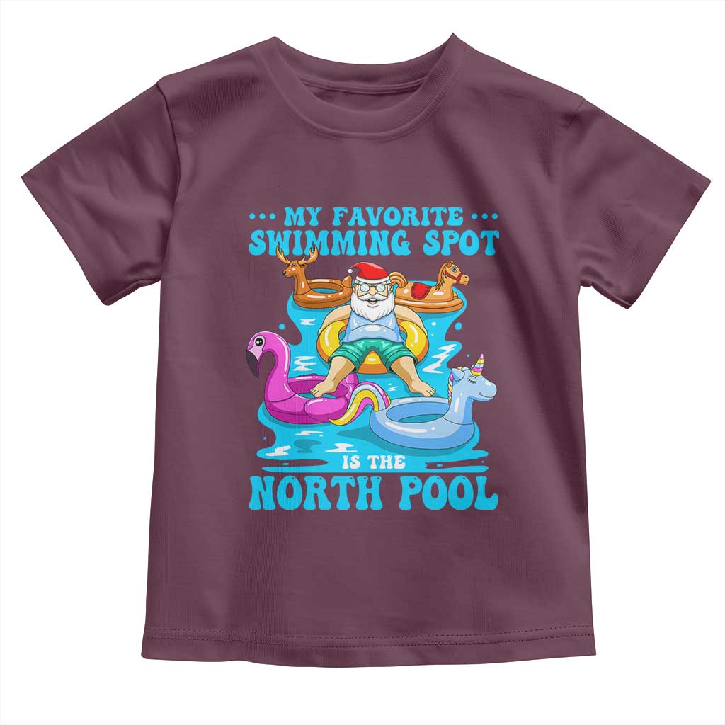 Christmas In July Relaxing Santa Toddler T Shirt My Favorite Swimming Spot Is The North Pole
