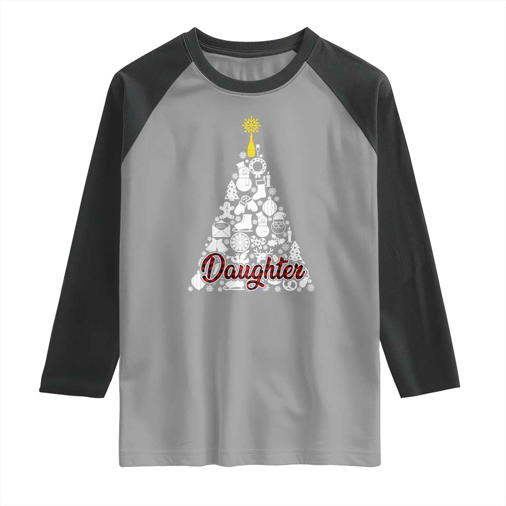 Christmas Tree Raglan Shirt Red Plaid Daughter