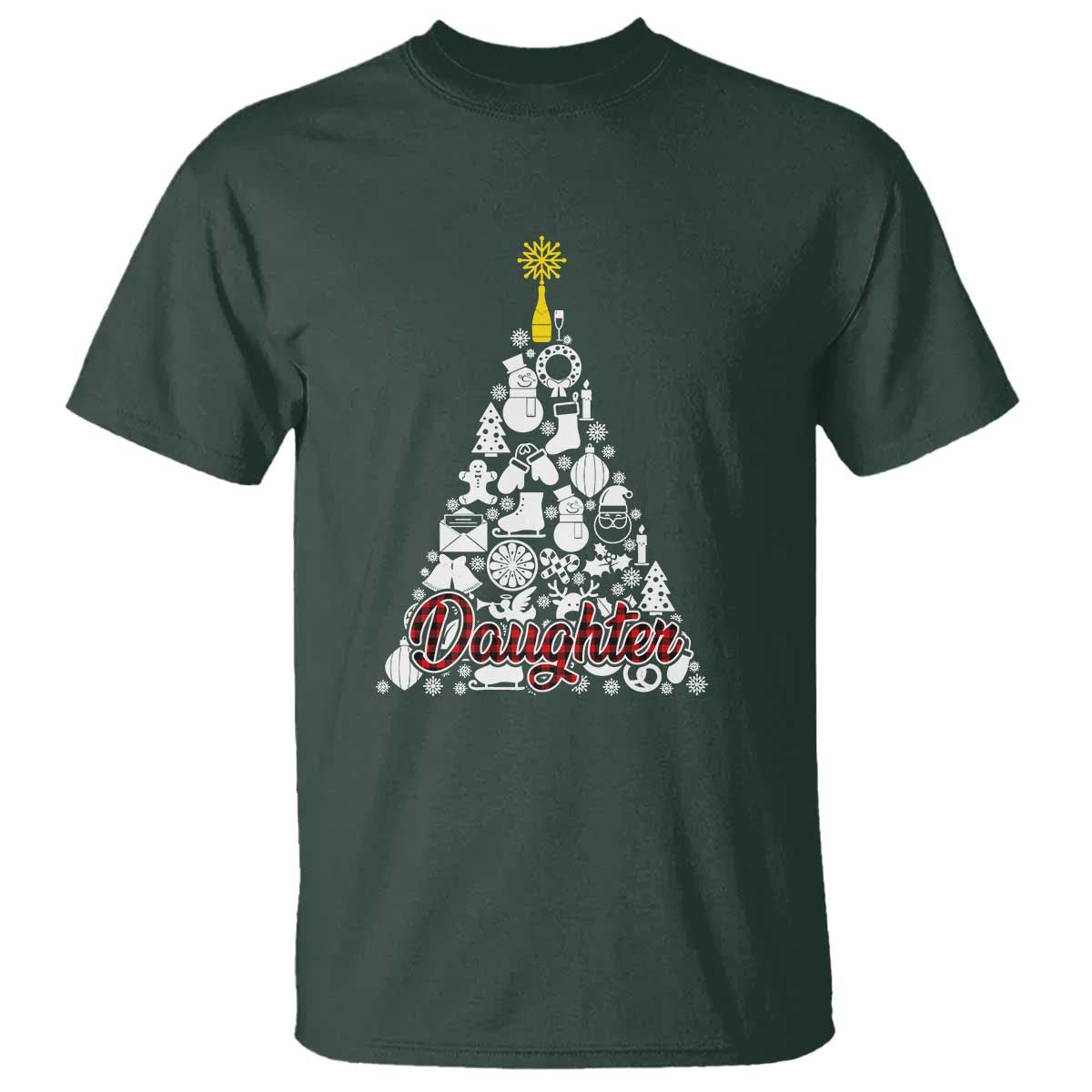 Christmas Tree T Shirt Red Plaid Daughter - Wonder Print Shop