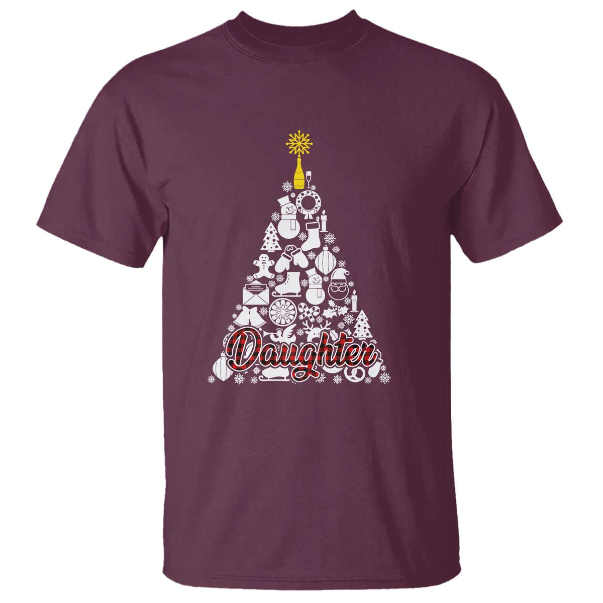 Christmas Tree T Shirt Red Plaid Daughter - Wonder Print Shop