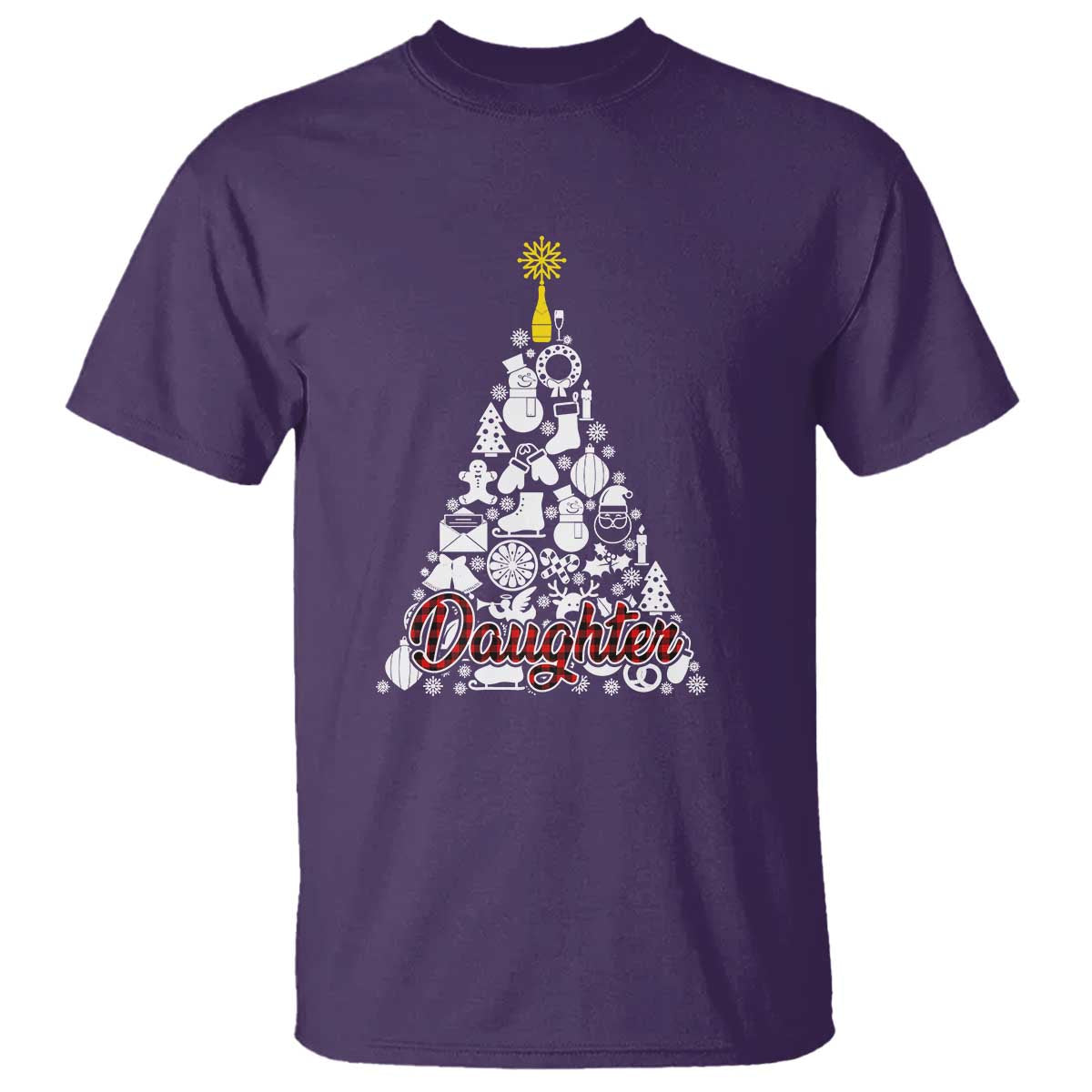 Christmas Tree T Shirt Red Plaid Daughter - Wonder Print Shop