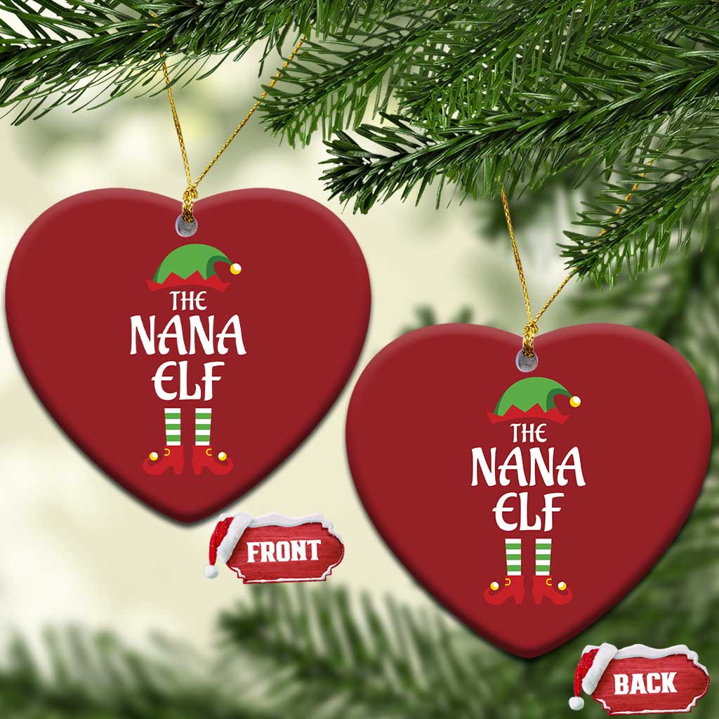 Xmas The Nana Elf Christmas Ornament Funny Grandma Xmas Family Matching - Wonder Print Shop