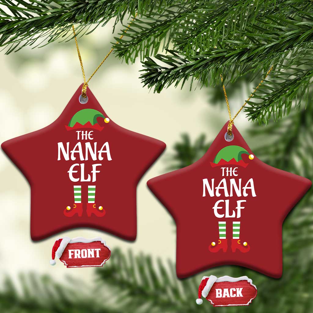 Xmas The Nana Elf Christmas Ornament Funny Grandma Xmas Family Matching - Wonder Print Shop