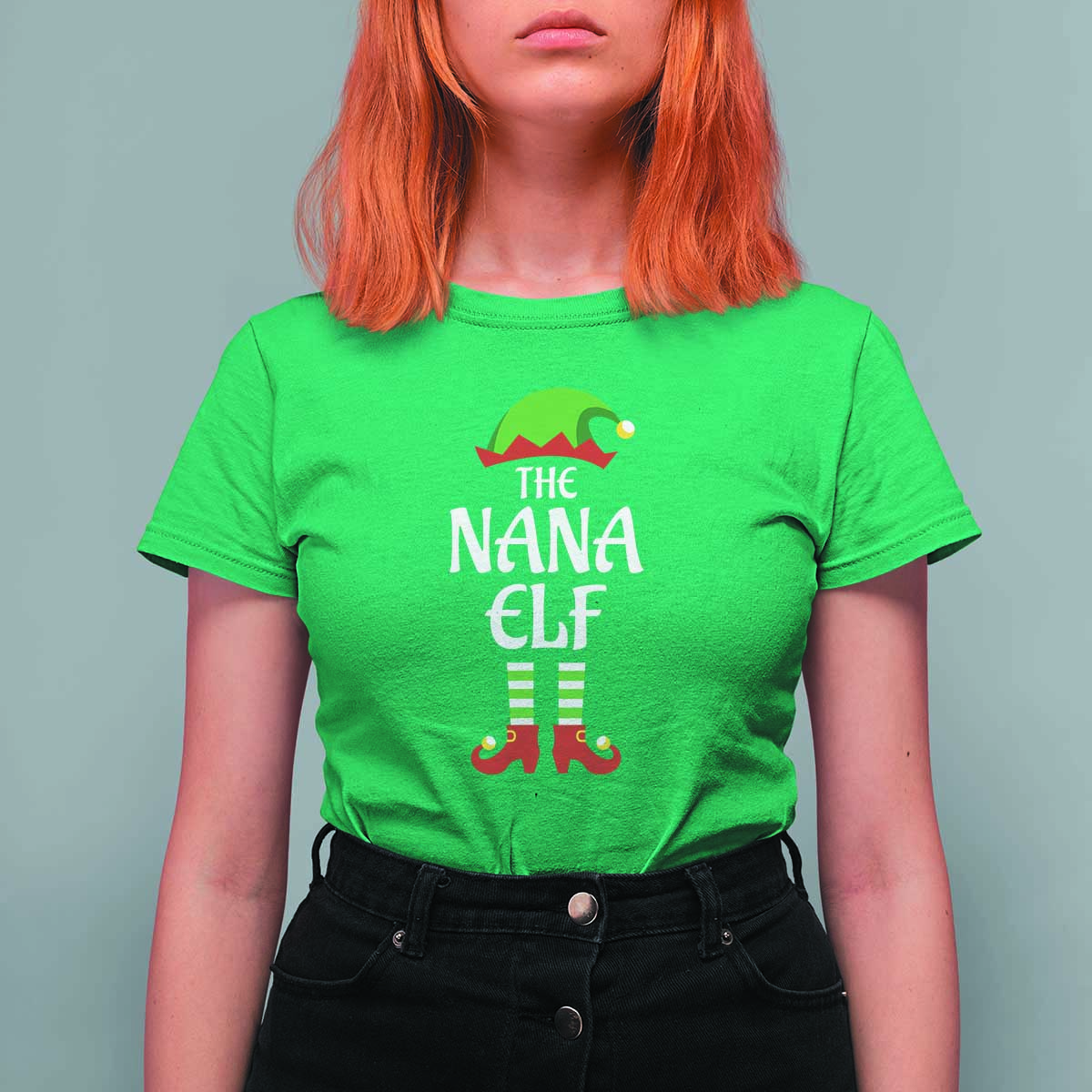 Christmas The Nana Elf T Shirt For Women Funny Grandma Xmas Family Matching - Wonder Print Shop