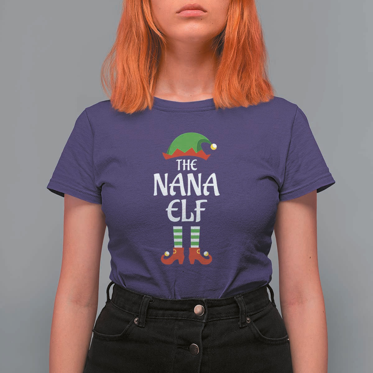 Christmas The Nana Elf T Shirt For Women Funny Grandma Xmas Family Matching - Wonder Print Shop