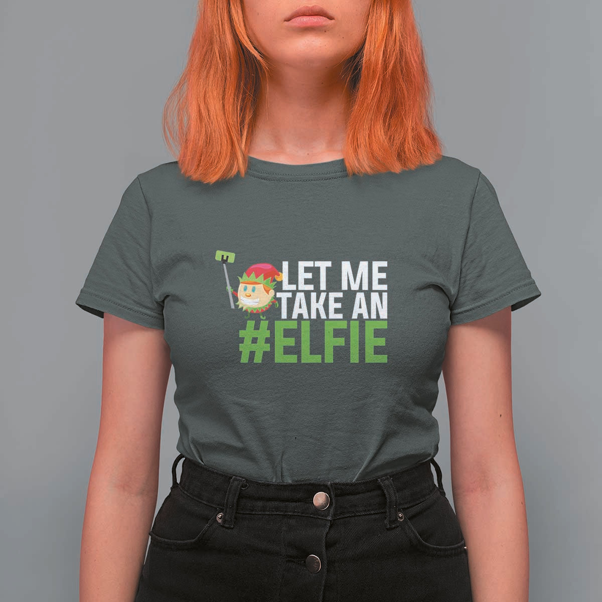 Christmas Elf T Shirt For Women Let Me Take An Elfie - Wonder Print Shop