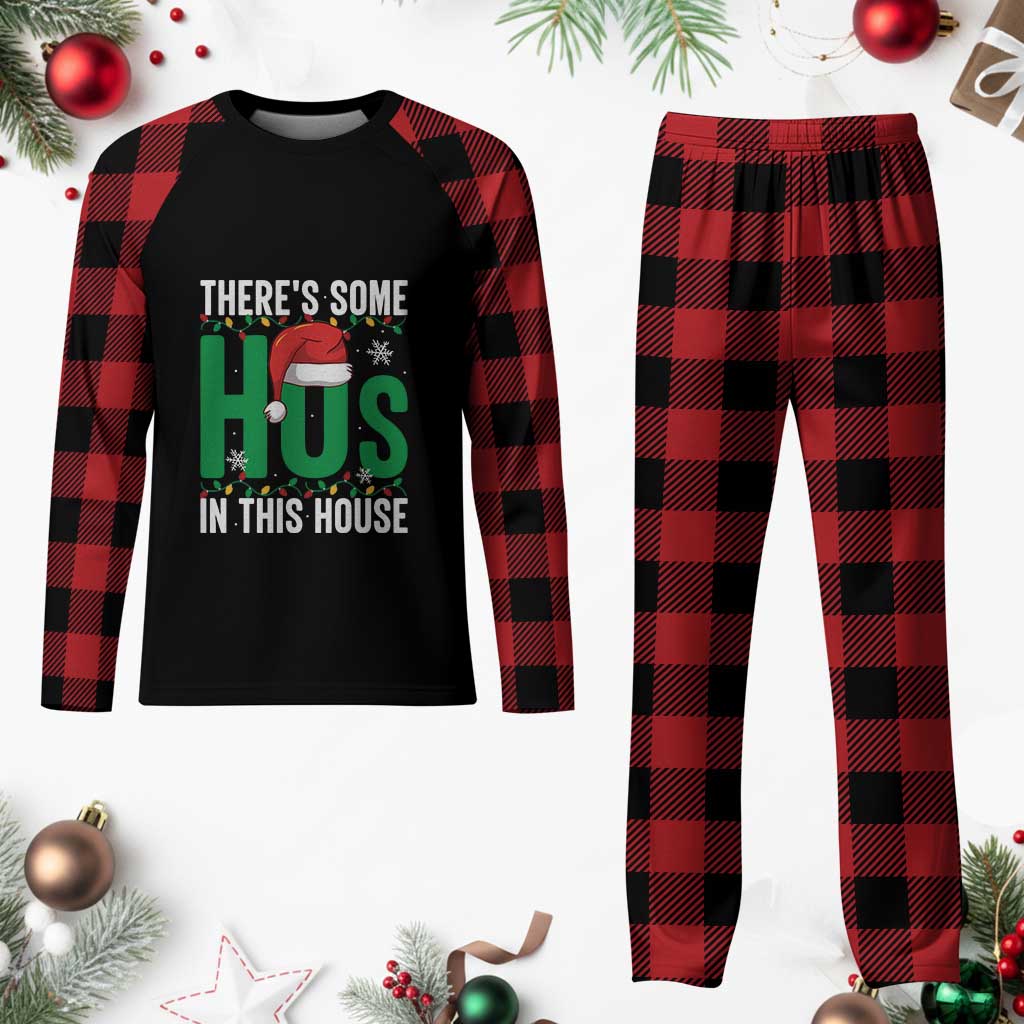 Christmas Santa Ho Ho Ho Plaid Pajama Set There's Some Hos In This House - Wonder Print Shop