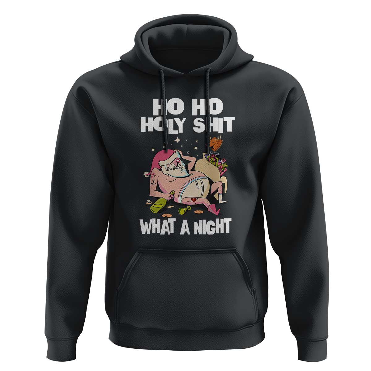 Funny Drunk Santa Hoodie Ho Ho Holy Shirt What A Night
