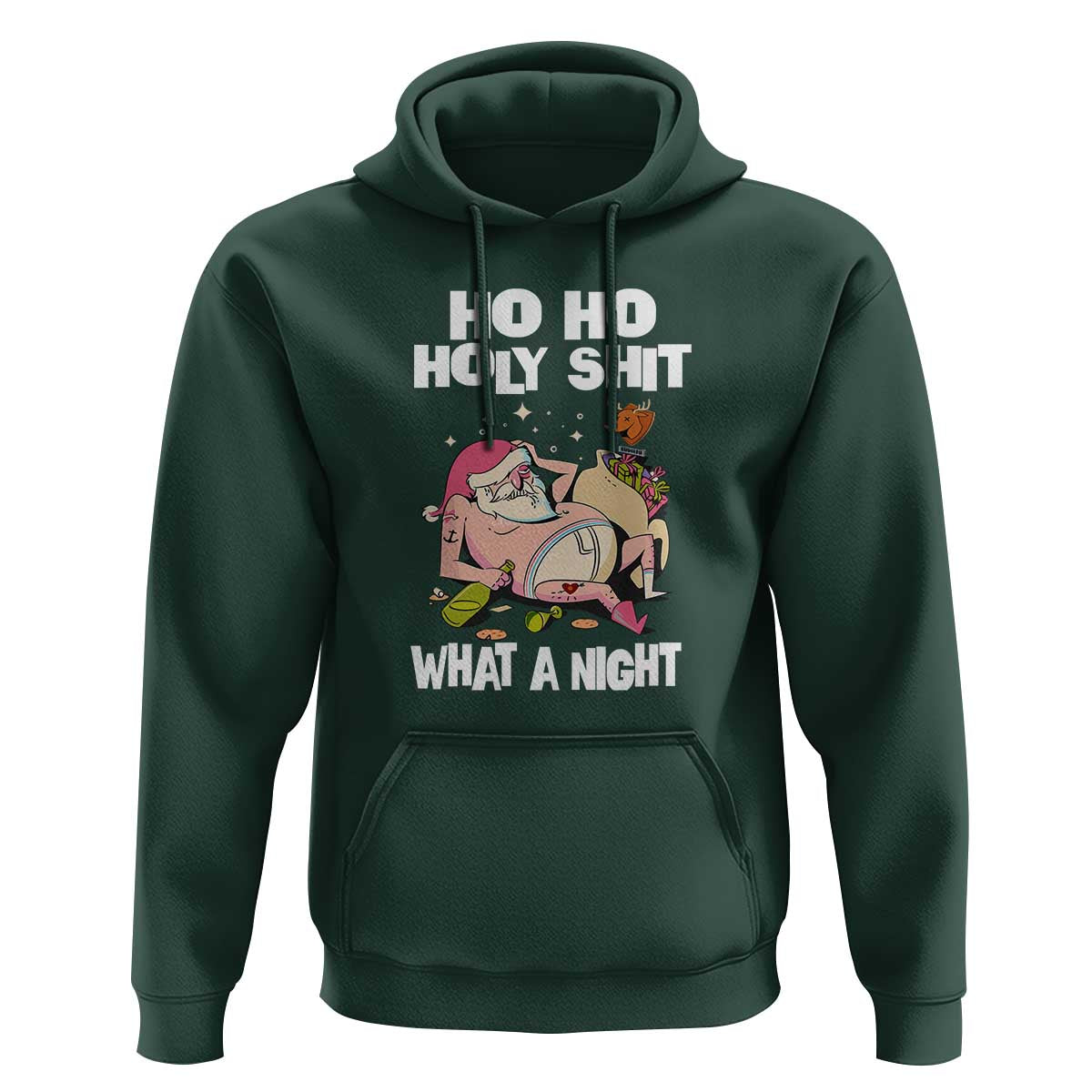 Funny Drunk Santa Hoodie Ho Ho Holy Shirt What A Night