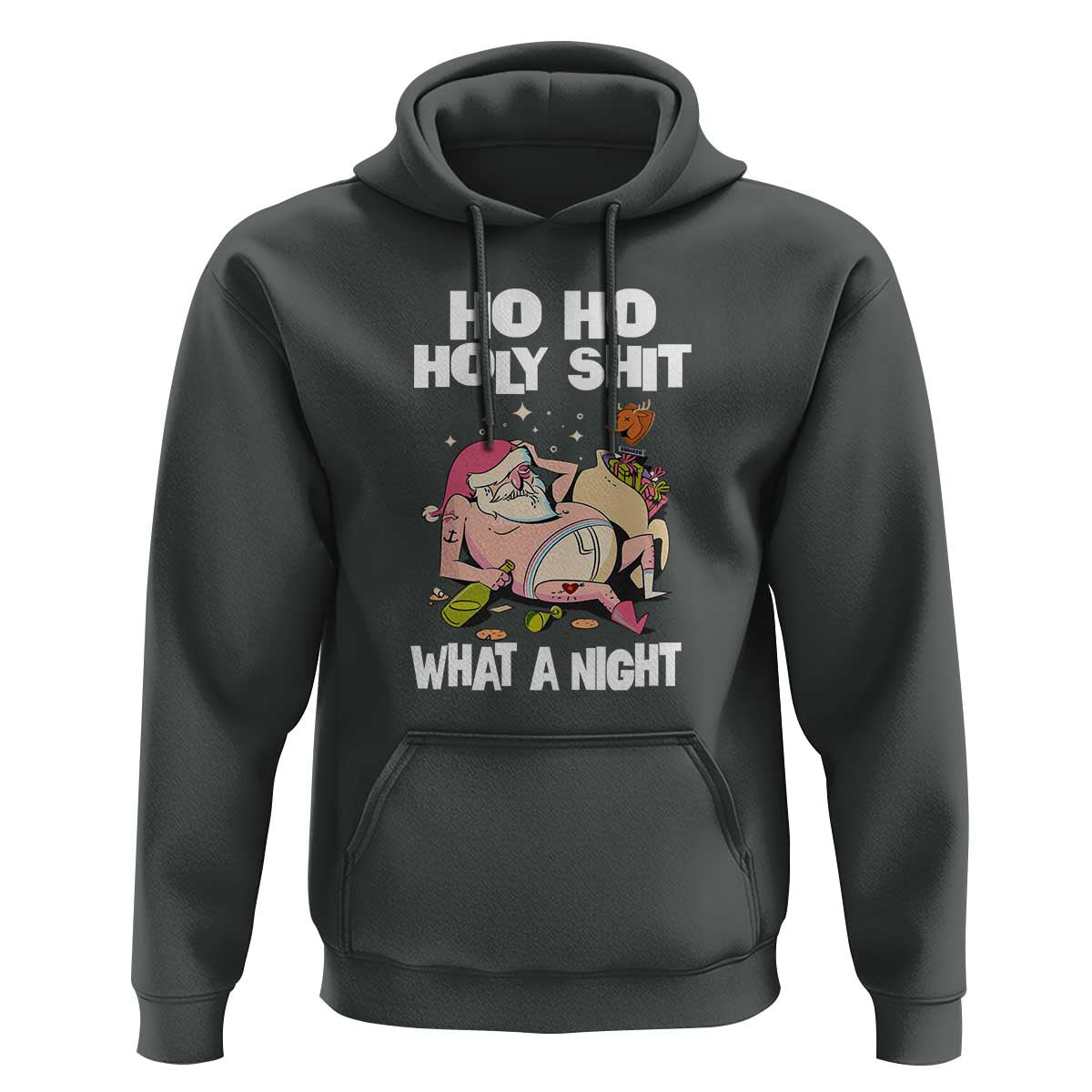 Funny Drunk Santa Hoodie Ho Ho Holy Shirt What A Night