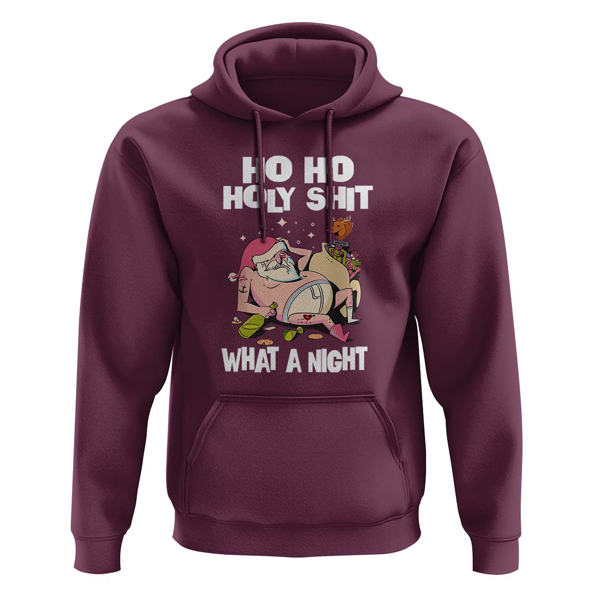 Funny Drunk Santa Hoodie Ho Ho Holy Shirt What A Night