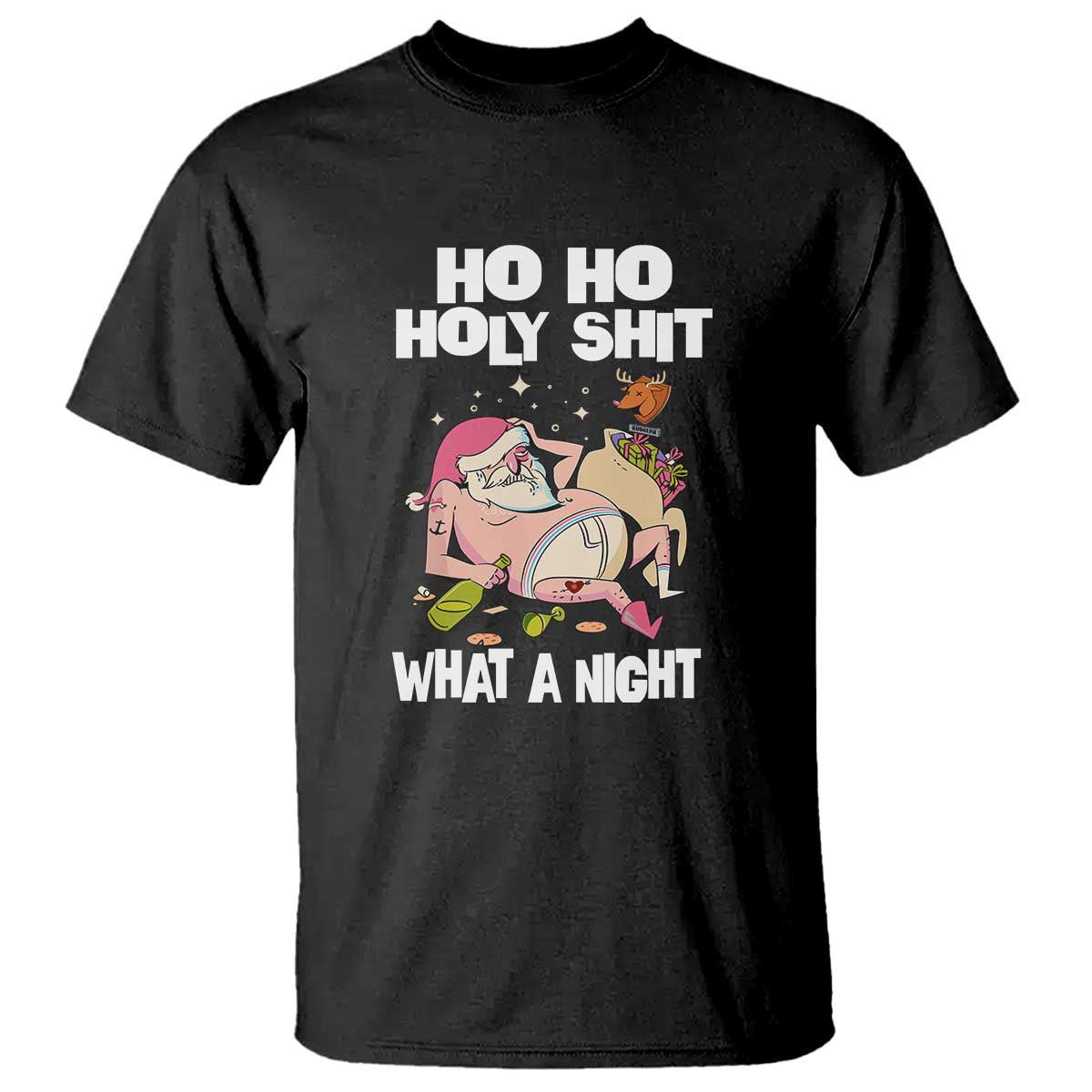 Funny Drunk Santa T Shirt Ho Ho Holy Shirt What A Night - Wonder Print Shop