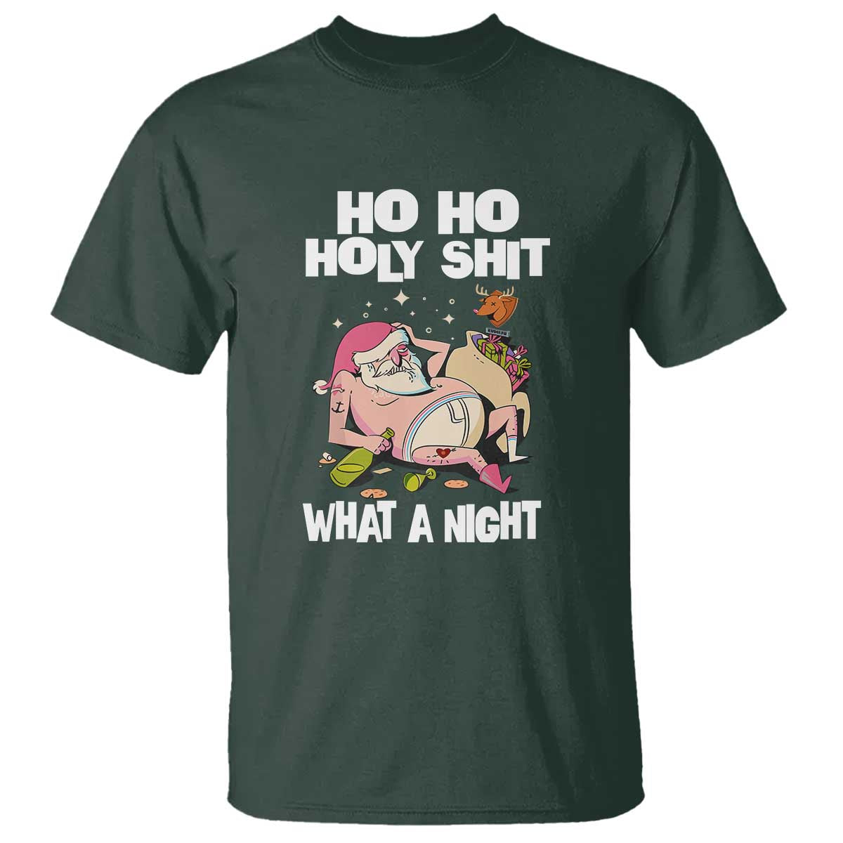 Funny Drunk Santa T Shirt Ho Ho Holy Shirt What A Night - Wonder Print Shop